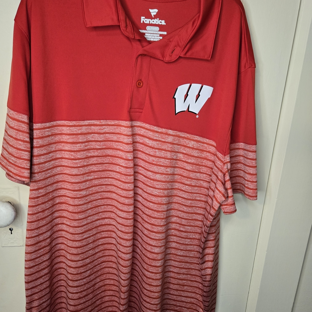 Fanatics Red and Gray Wisconsin Badgers Men's Polo Shirt